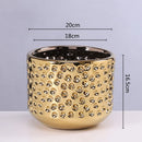 DecorBites™ Gold Ceramic Flower Pot Succulent Vase Terrarium Plant Pots for Home Balcony Decor