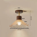DecorBites™ Amber Ice Crack Glass Wood Ceiling Light - Nordic Modern LED Fixture
