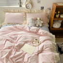 DecorBites™ Korean Princess Style Cotton Bedding Set with Ruffles and Lace