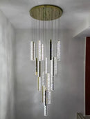 DecorBites™ Gold Chrome Steel Crystal Pendant Lights with Dimmable LED for Villa Stair