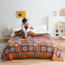 DecorBites™ Japanese Cotton Gauze Flower Blanket: Soft and Breathable Summer Throw