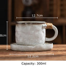 DecorBites™ Coarse Pottery Cup & Saucer Set - Classical Mugs for Dining Table or Coffee