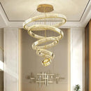 DecorBites™ Crystal Circle LED Chandelier: Nordic Modern Stairs Pendant Lighting with Dimmable LED for Living Room
