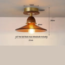 DecorBites™ Amber Ice Crack Glass Wood Ceiling Light - Nordic Modern LED Fixture