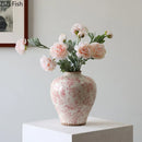 DecorBites™ Cracked Texture Blue & White Porcelain Vase, Table Decor, Flower Arrangement Aesthetic