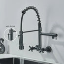 DecorBites™ Gold Black Kitchen Faucet Wall Mount Pull Down Tap Dual Swivel Spouts