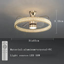 DecorBites™ Crystal LED Fan Light: 50W Remote Reversible Blade, Quiet, Timed, Invisible Design