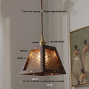 DecorBites™ Glass LED Pendant Lamp with Walnut Wood Brass Accent