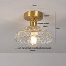 DecorBites™ Amber Ice Crack Glass Wood Ceiling Light - Nordic Modern LED Fixture