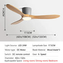 DecorBites™ 52" Low Floor Fan Lights Wood Blade Remote Control Ceiling Fan Strong Winds
