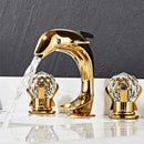 DecorBites™ Gold Basin Faucet: Brass Nickel Dolphin Bathroom Sink Faucet, 3 Hole Widespread