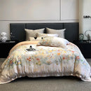 DecorBites™ Flowers Plant Print Bedding Set: Luxe Lyocell Cotton Soft Silky Cool Duvet Cover Set