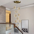 DecorBites™ Crystal Ring LED Chandelier: Modern Gold Kitchen Lighting for Staircase, Simple Indoor Hanging Lamp