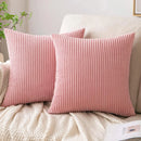 DecorBites™ Corduroy Striped Throw Pillow Covers - Soft Decorative Cushion Cases