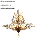 Rustic black crystal chain pendant chandelier for dining room