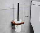 DecorBites™ Black Walnut Bathroom Set: Towel Rack, Bar, Shelf, Toilet Paper Holder, Brush Stand