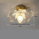 DecorBites™ Amber Ice Crack Glass Wood Ceiling Light - Nordic Modern LED Fixture
