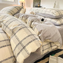 DecorBites™ Grid Print Cotton Bedding Set for Single Double Beds