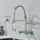 DecorBites™ Gold Black Kitchen Faucet Wall Mount Pull Down Tap Dual Swivel Spouts