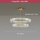 DecorBites™ Crystal LED Chandelier Rings Pendant Lamp Luxury Villa Stair Decoration