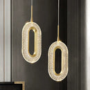 DecorBites™ Crystal Oval Gold Ring Pendant Light Chandelier for Living Room & Bedroom