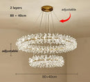 DecorBites™ Crystal Flower Chandelier: Modern Nordic Luxury LED Ceiling Lamp for Living Room