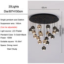 DecorBites™ Crystal Ball Pendant Light for Modern Living Room, Black & Gold Luxury Fixture