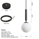 DecorBites™ Glass Ball Pendant Lights Modern LED Brass Black Chrome Suspension Luminaire
