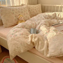 DecorBites™ Lace Duvet Cover Bedding Set 4Pcs French Washed Cotton for Single Double Bed