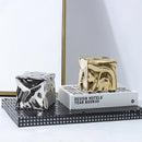DecorBites™ Gold Ceramic Geometric Irregular Fold Pattern Decorative Figurine