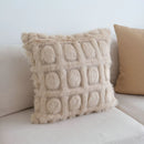 DecorBites™ Cream Geometric Faux Fur Pillow Case for Luxury Home Decor