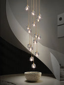 DecorBites™ Crystal Stainless Steel Staircase LED Chandelier for Modern Luxury Interiors