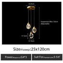 DecorBites™ Diamond Crystal Chandelier Staircase LED Golden Large Living Room Hall Lighting