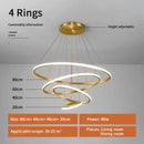 DecorBites™ Gold Circle Rings Chandelier LED Pendant Light for Living Room, Kitchen, Dining Room