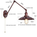 DecorBites™ Gold Industrial LED Wall Lamp with Pull Chain Switch for Home Decor
