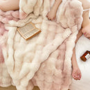 DecorBites™ Gradient Pink Double Layer Faux Fur Winter Blanket