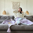 DecorBites™ Cozy Knit Blanket: Purple Multifunctional Sofa Cover for Living Room, Office, and Nap Time