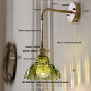 DecorBites™ Amber Glass LED Wall Light with Pull Chain Switch, Modern Nordic Flower Wall Sconce