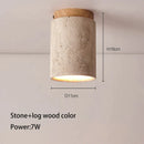 DecorBites™ Japanese Style Stone Wood Round LED Ceiling Lamp for Living Room and Corridor