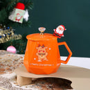 DecorBites™ Christmas Ceramic Mug Set with Lid, Spoon - Festive Santa Claus & Elk Design