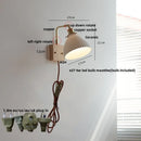 DecorBites™ Globe Ceramic LED Wall Lights Walnut Wood Sconce Rotatable Bedside Lamp
