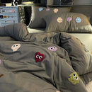 DecorBites™ Cotton Cartoon Towel Embroidery Bedding Set: Quilt Cover, Bed Sheet, Pillowcases