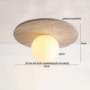 DecorBites™ Ellipse Stone LED Ceiling Light Natural Travertine Lamp Plafon