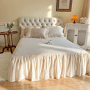 DecorBites™ French Princess Cotton Bedding Set with Flower Embroidery and Ruffle Edge