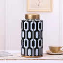 DecorBites™ Geometric Stripes Ceramic Vase Home Decor Storage Tank Living Room Table