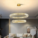 DecorBites™ Gold Crystal Round Ring Chandeliers with LED Pendant Light for Ceiling Lighting