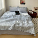 DecorBites™ Korean Princess Lace Ruffles Summer Quilt Bedspread - 3Pc Bedding Set