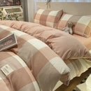 DecorBites™ Japanese Grid Printed Cotton Bedding Set in Queen/King for Cozy Sleep