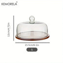 DecorBites™ Creative Wooden Cake Pan Food Storage Box with Glass Lid