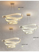 DecorBites™ Crystal LED Pendant Chandelier - Modern Irregular Steel Foyer Lighting